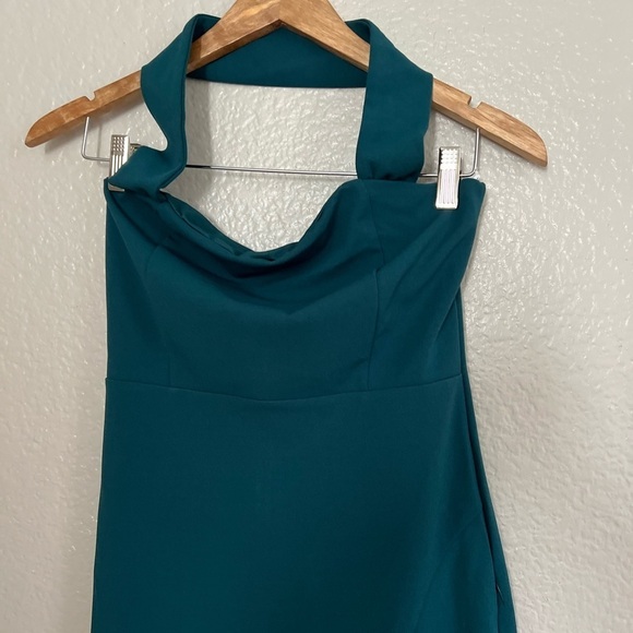 Elegant Behavior Emerald Green Halter Mermaid Maxi Dress! - Picture 4 of 7